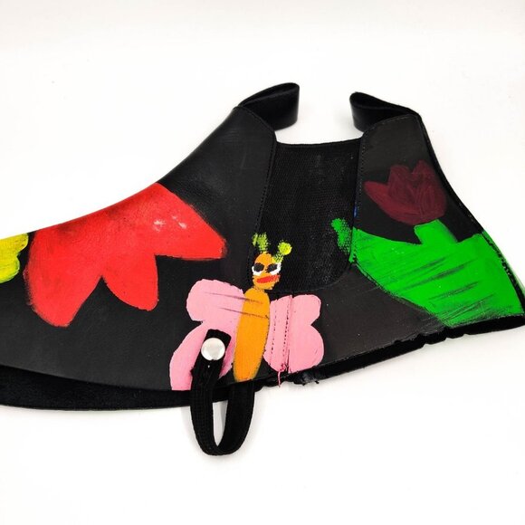 Comme des Garcons Handpainted Floral Spats Shoe Covers Runway SS14 - Picture 4 of 11